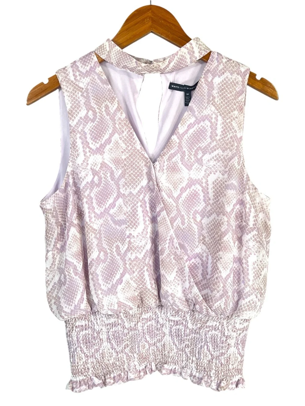 White House Black Market Python Choker Sleeveless Top in lilac Size 10 - Picture 4 of 7